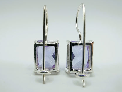 Silver hoop earrings with smoky quartz