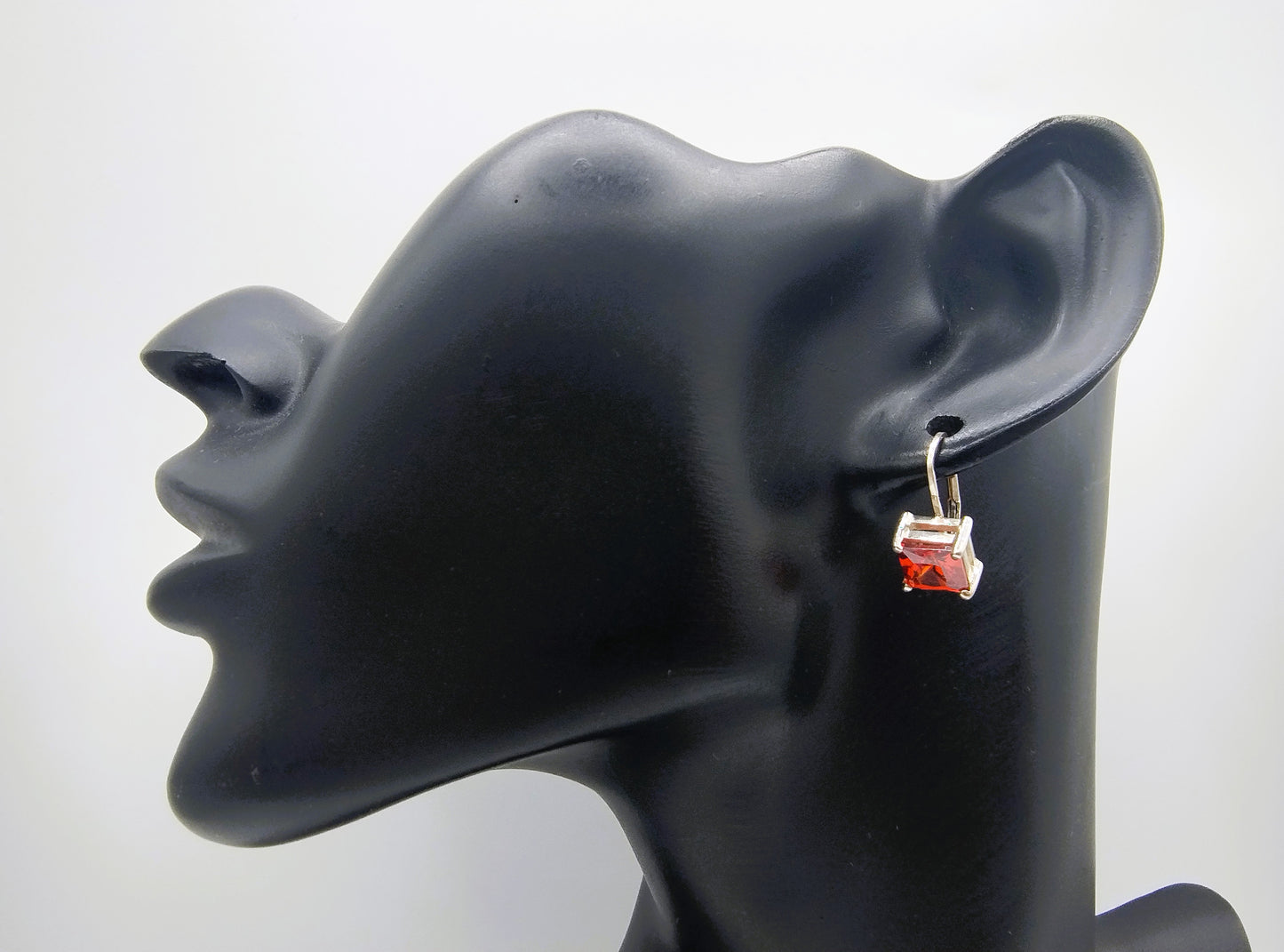 Silver hoop earrings with smoky quartz