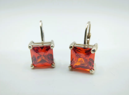 Silver hoop earrings with smoky quartz