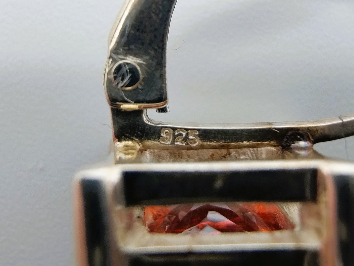 Silver hoop earrings with smoky quartz