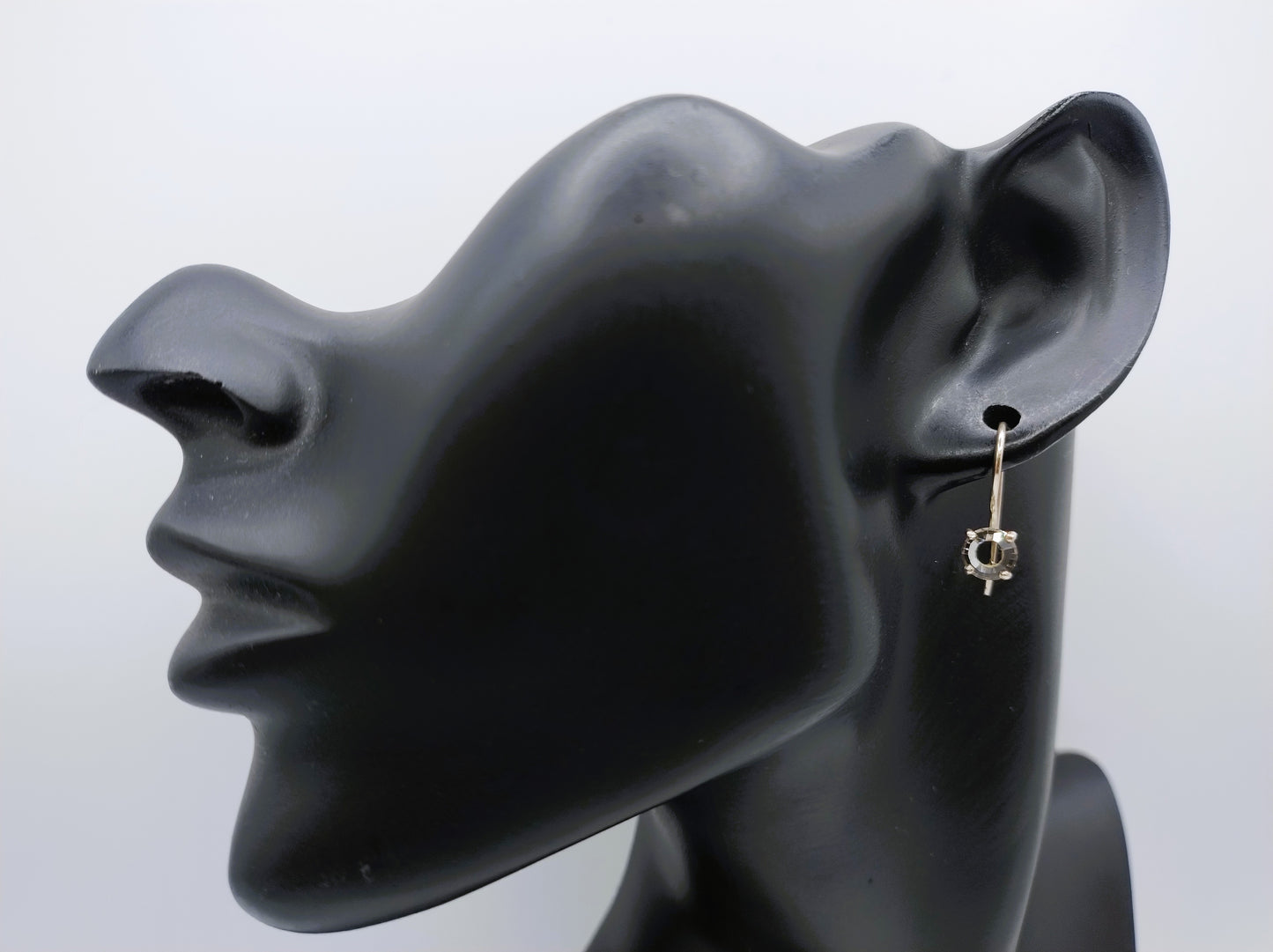 Silver hoop earrings with smoky quartz