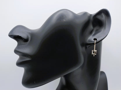 Silver hoop earrings with smoky quartz