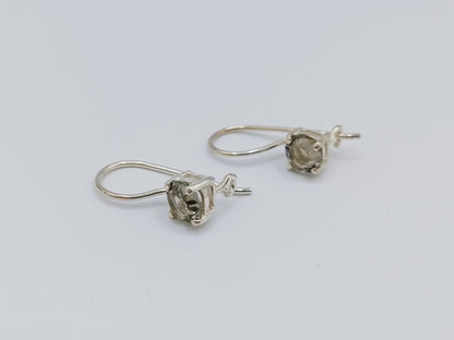 Silver hoop earrings with smoky quartz