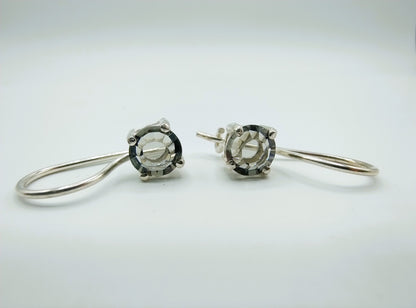 Silver hoop earrings with smoky quartz