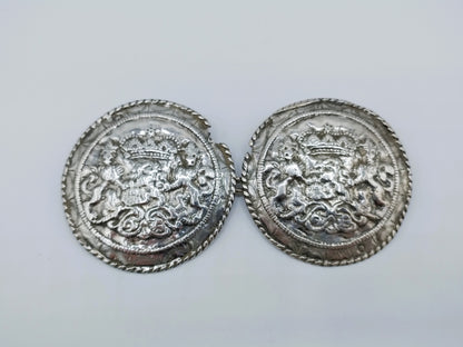 Antieke zilveren broekstukken, Zeeuwse streekdracht, Walcheren, 1869