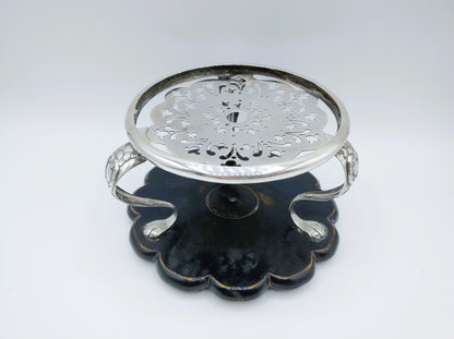 Zilveren komfoor op ebbenhouten voet, J.J. Oosterbaan Jr, Leeuwarden, 1871