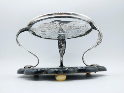 Zilveren komfoor op ebbenhouten voet, J.J. Oosterbaan Jr, Leeuwarden, 1871