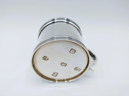 Silver mustard pot with mustard spoon, E. Barnard &amp; Sons Ltd, London, 1977