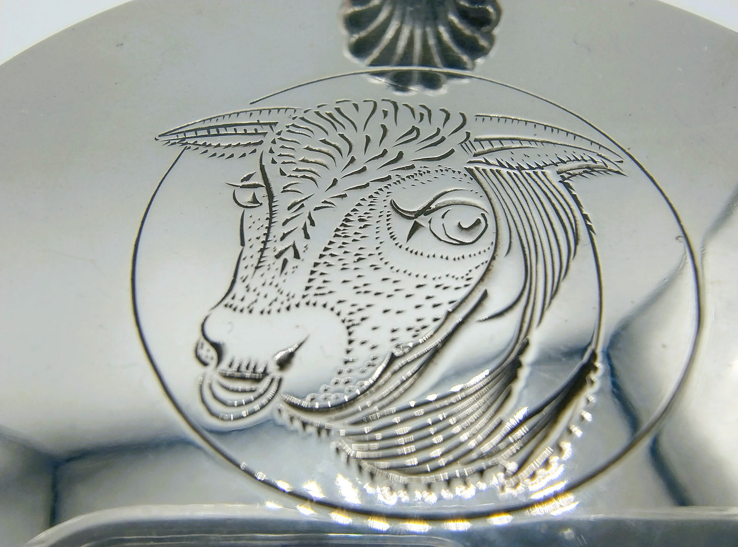 Silver mustard pot with mustard spoon, E. Barnard &amp; Sons Ltd, London, 1977