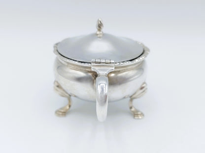 Silver mustard pot with spoon, E. Barnard &amp; Sons Ltd, London, 1977