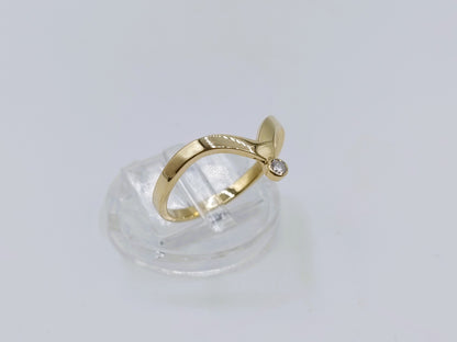 Gouden ring met diamant, 0,03 ct, 18 mm