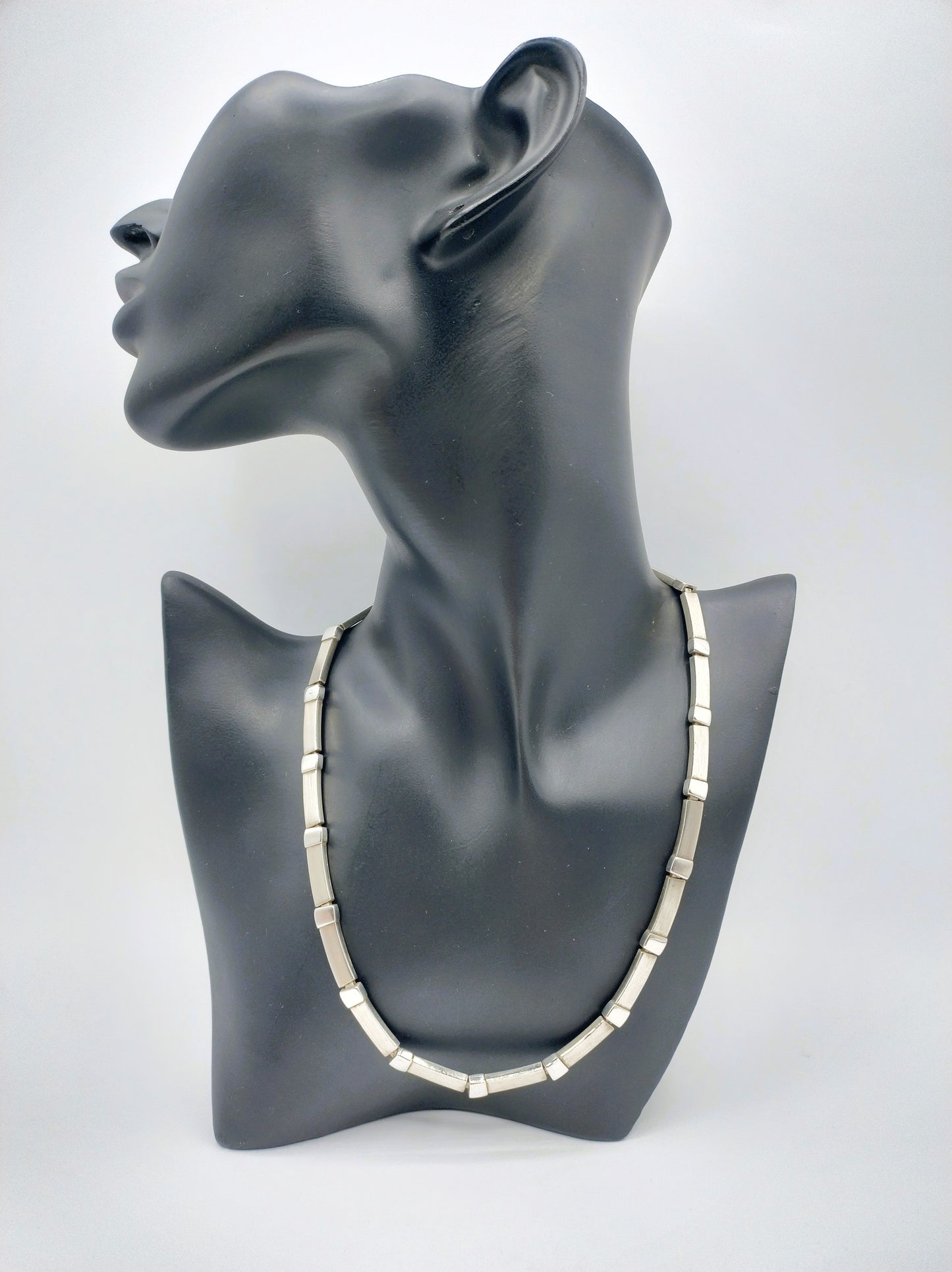 Silver link chain, matte and shiny, 42 cm