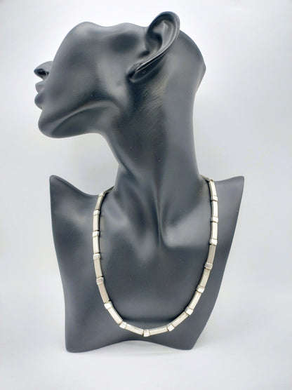 Silver link chain, matte and shiny, 42 cm