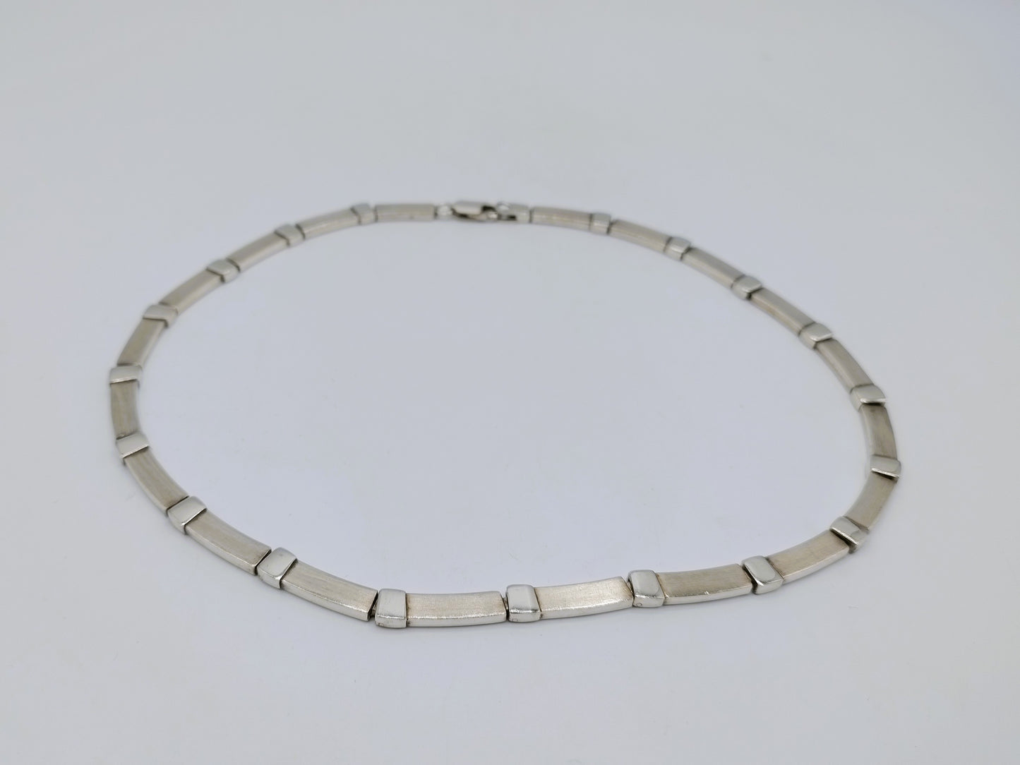 Silver link chain, matte and shiny, 42 cm
