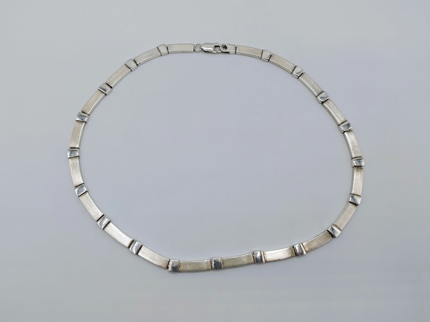 Silver link chain, matte and shiny, 42 cm