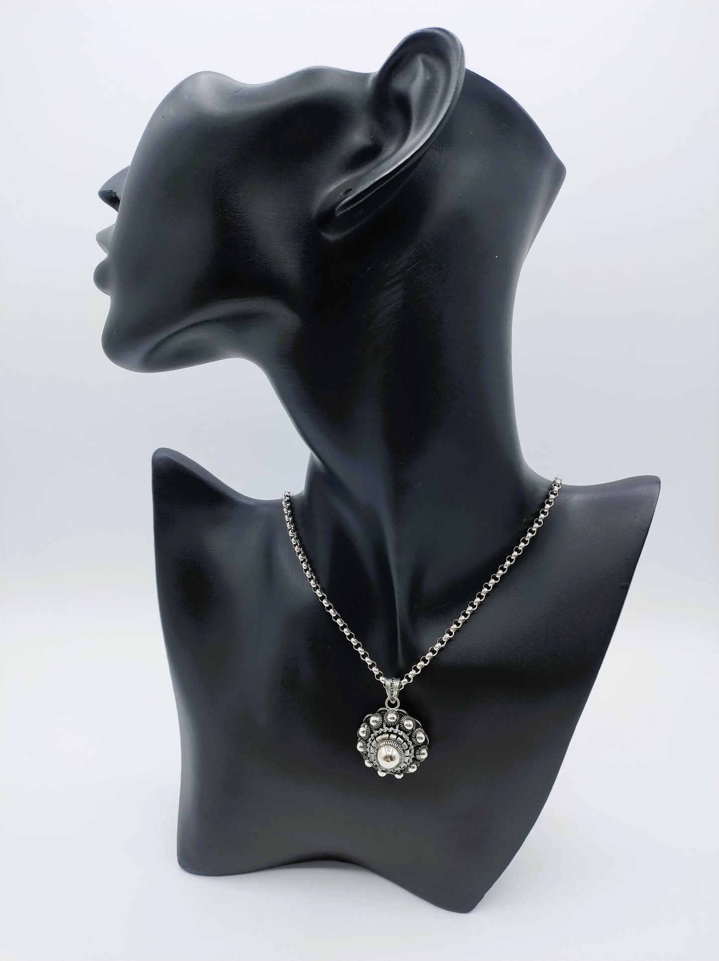 Zilveren jasseronketting met Zeeuwse knop hanger, 50 cm