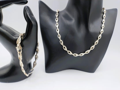 Zilveren ketting + armband, designschakel, 925