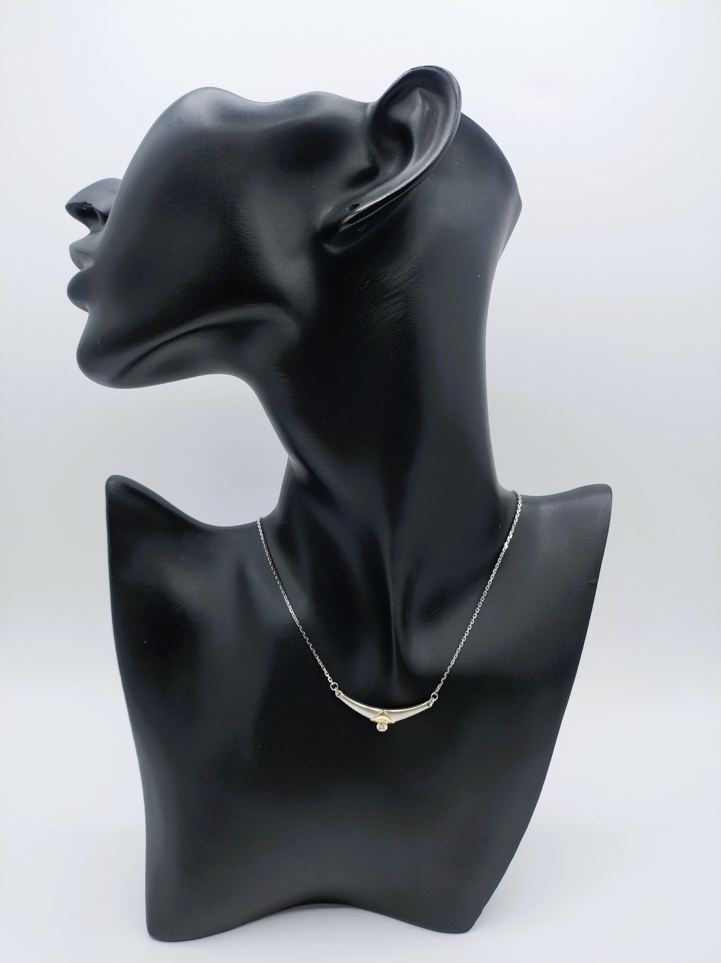 Silver necklace with zirconia in design pendant, 40 cm