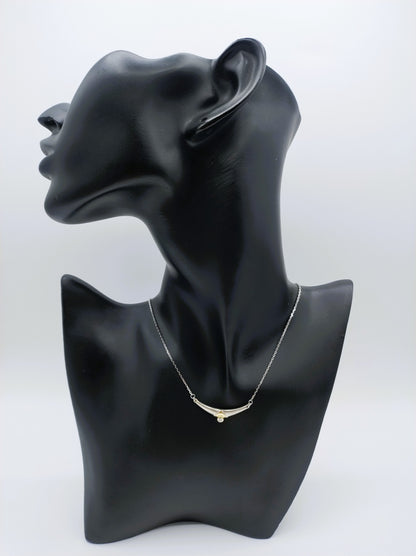 Silver necklace with zirconia in design pendant, 40 cm