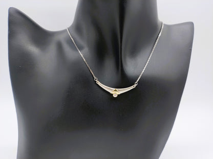 Silver necklace with zirconia in design pendant, 40 cm
