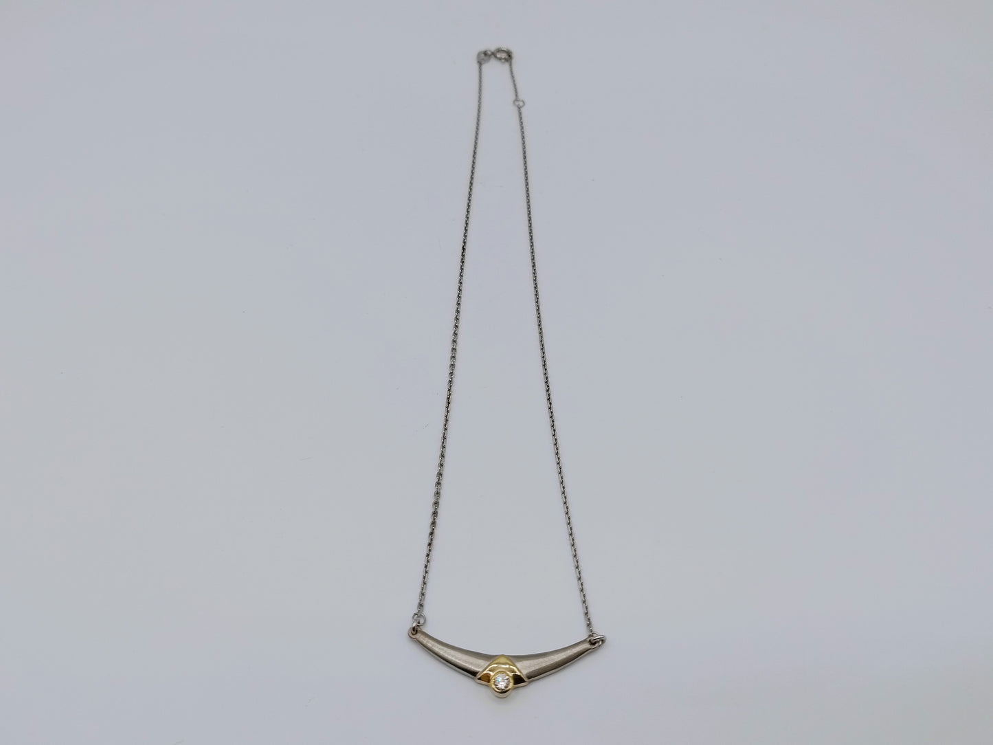 Silver necklace with zirconia in design pendant, 40 cm