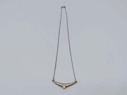Silver necklace with zirconia in design pendant, 40 cm