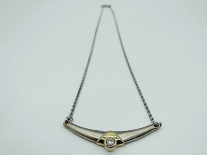Silver necklace with zirconia in design pendant, 40 cm