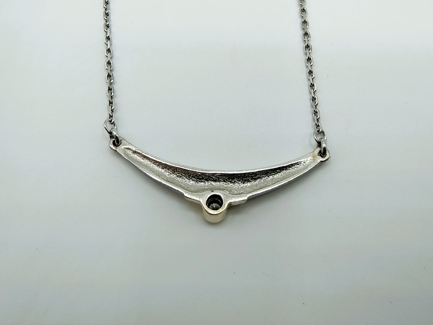 Silver necklace with zirconia in design pendant, 40 cm