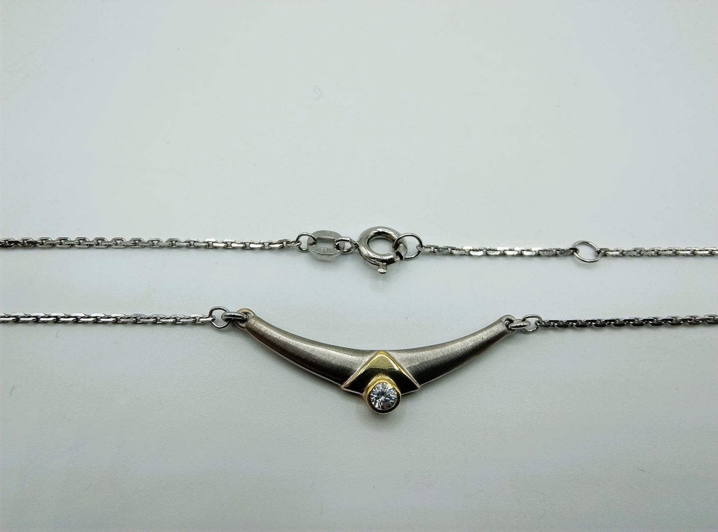 Silver necklace with zirconia in design pendant, 40 cm