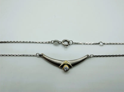 Silver necklace with zirconia in design pendant, 40 cm