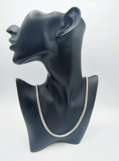 Silver men's necklace, square link, 62 cm