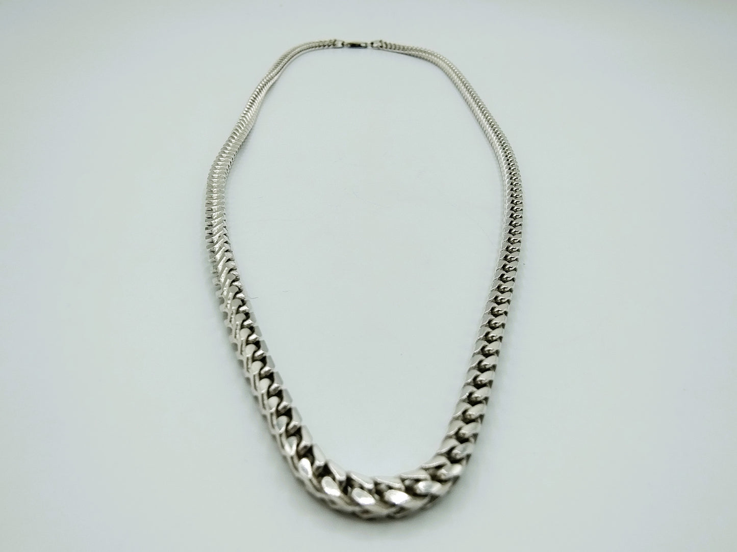 Silver men's necklace, square link, 62 cm
