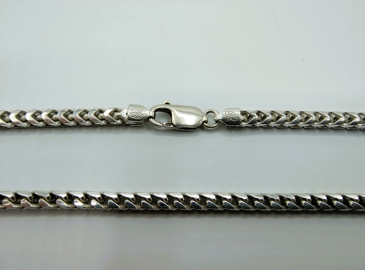 Silver men's necklace, square link, 62 cm