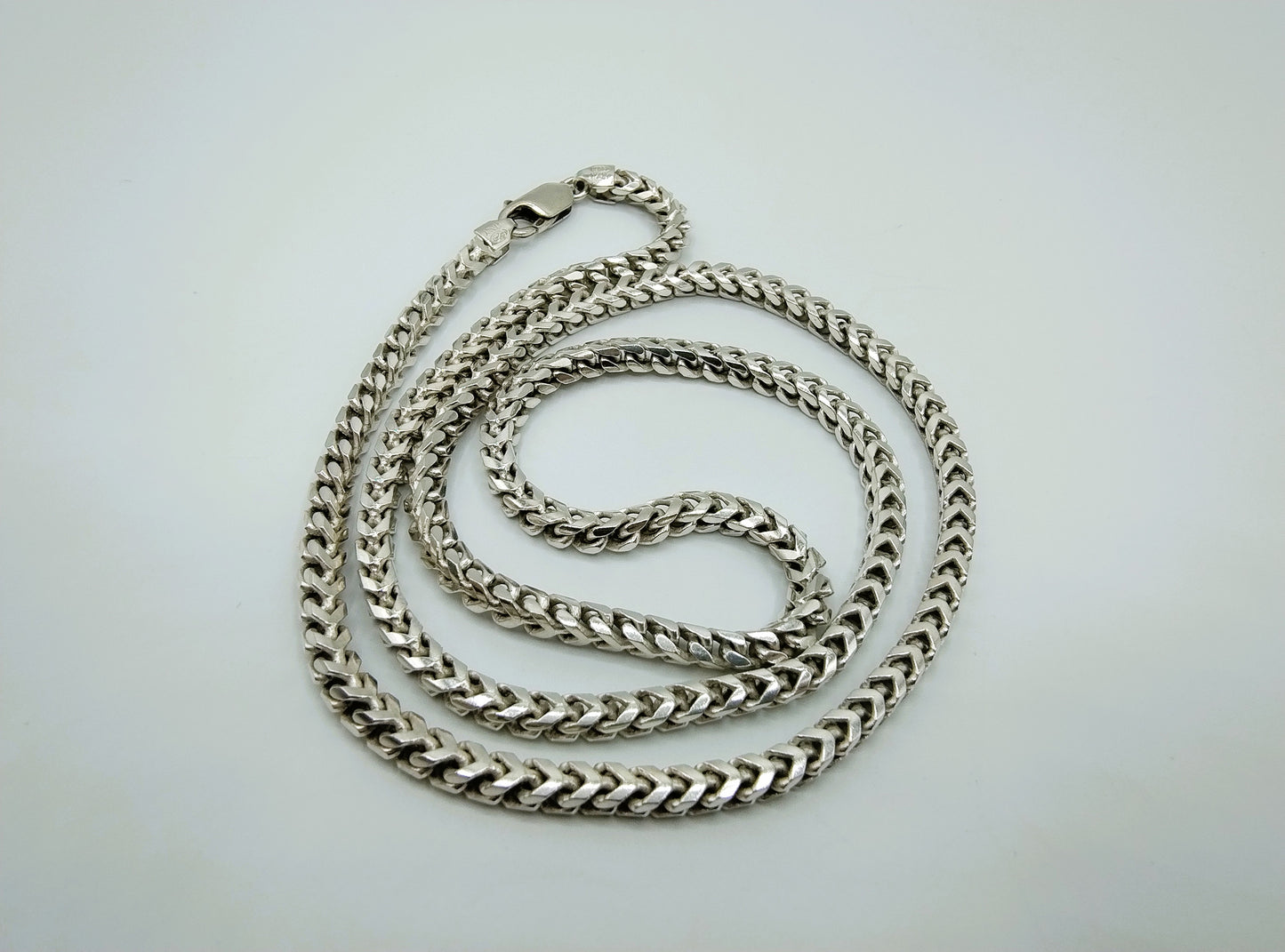 Silver men's necklace, square link, 62 cm