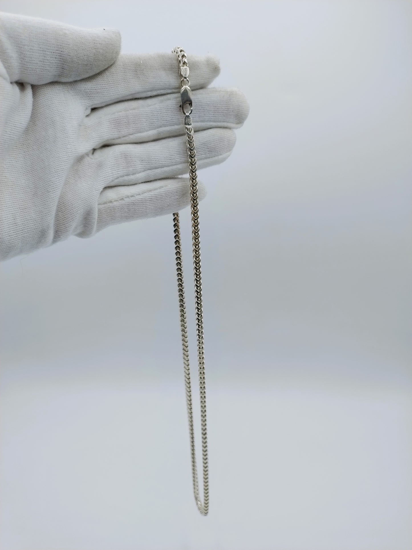 Silver men's necklace, square link, 62 cm