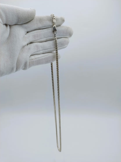 Silver men's necklace, square link, 62 cm