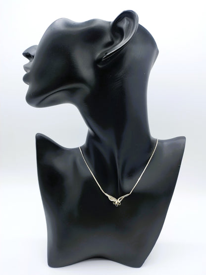 Silver necklace with pendant, jet, 40.5 cm