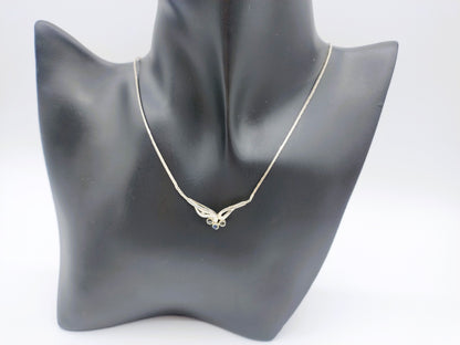 Silver necklace with pendant, jet, 40.5 cm