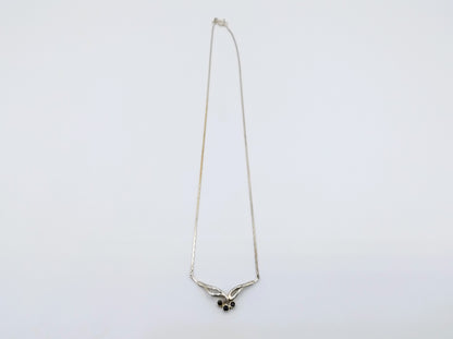 Silver necklace with pendant, jet, 40.5 cm