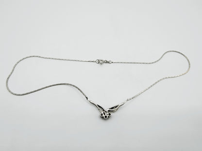 Silver necklace with pendant, jet, 40.5 cm