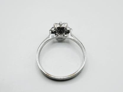 Silver ring with zirconia and jet, 17 mm