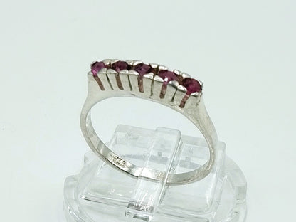 Silver sliding ring with ruby, 17 mm