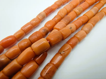 Antieke bloedkoralen ketting met gouden slot, 41-48 cm