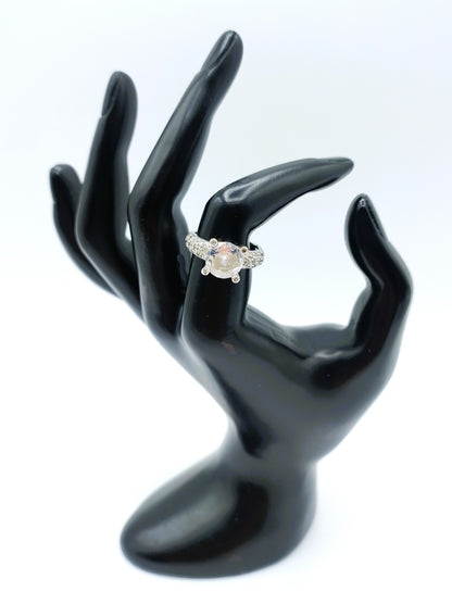Zilveren ring met grote zirkonia, 17 mm