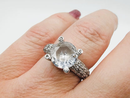 Zilveren ring met grote zirkonia, 17 mm