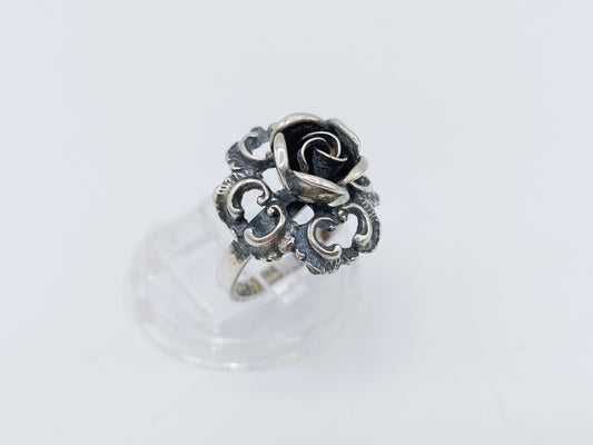 Zilveren ring met roos, 16 mm