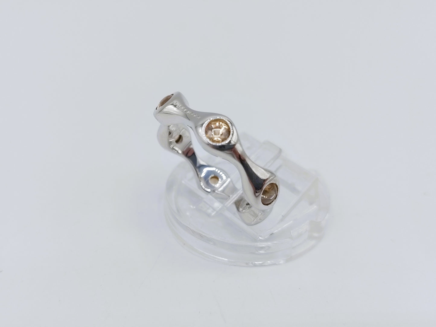 Zilveren Luxenter ring met gele stenen, 17 mm