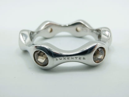 Zilveren Luxenter ring met gele stenen, 17 mm