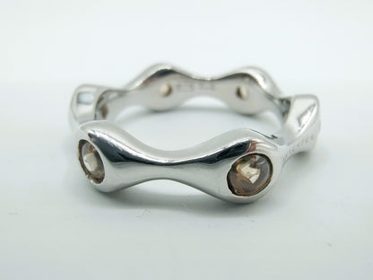 Zilveren Luxenter ring met gele stenen, 17 mm
