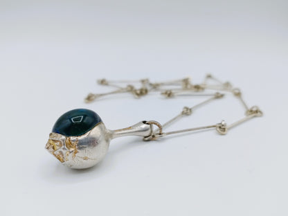 Zilveren ketting met 'Nectaris' hanger, Lapponia, Finland, 1980, 74 cm